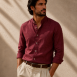 Camisa Neru Manga Larga Ibiza Vino Tinto