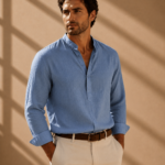 Camisa Neru Polera Manga Larga Palermo Azul