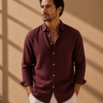 Camisa Manga Larga Soria Vino Tinto