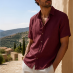 Camisa Manga Corta Venezzia Vino Tinto